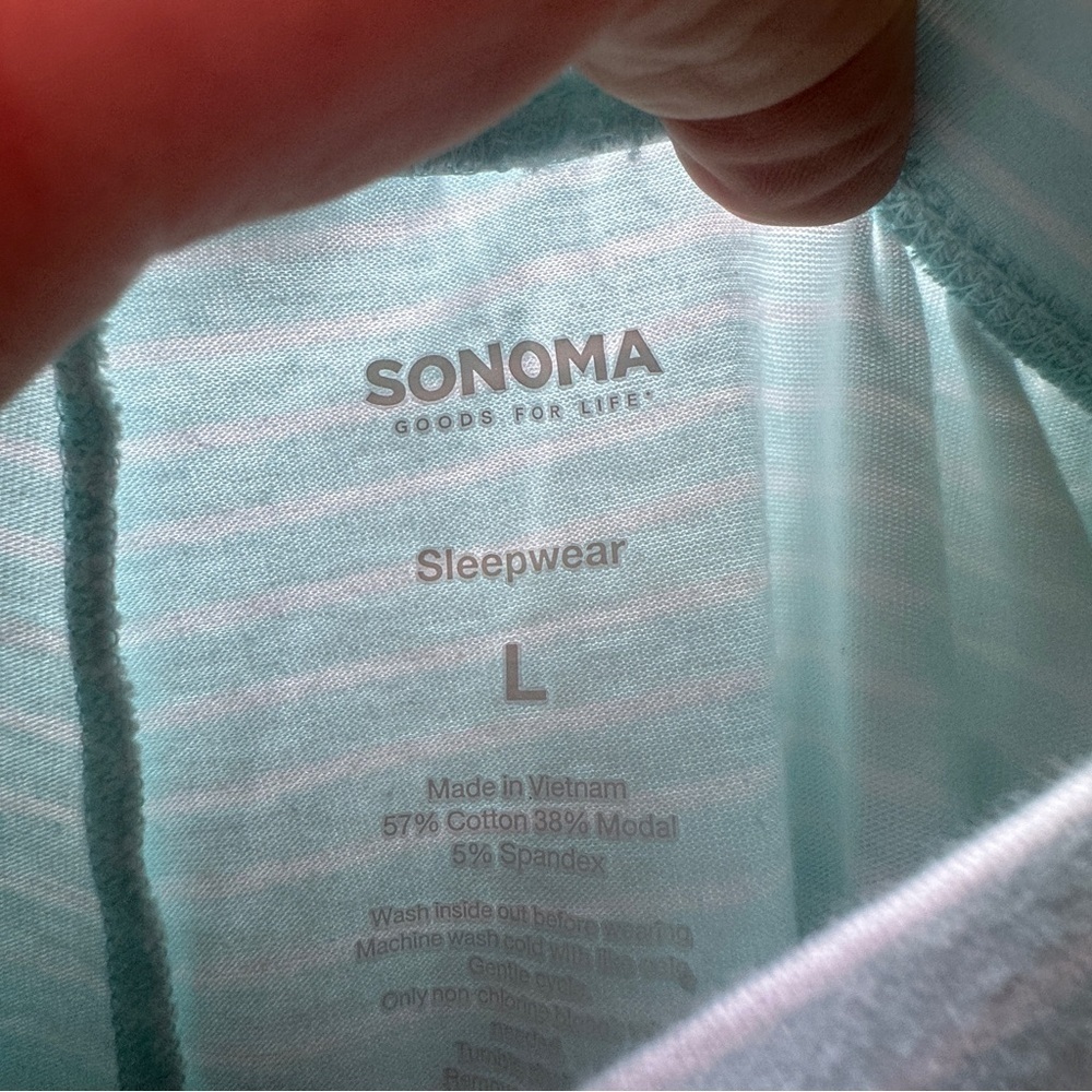 Sonoma Pajama 2 Piece Set Blue Top and Striped Jogger Bottoms Top-M Bottoms-L - Picture 7 of 9